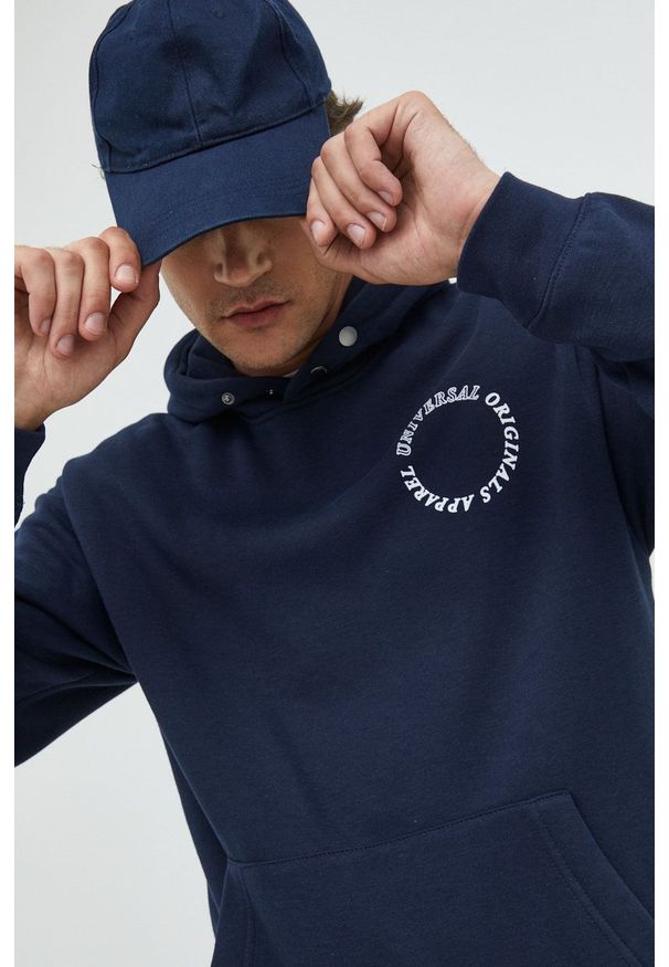 Jack & Jones bluza męska kolor granatowy z kapturem z nadrukiem. Typ kołnierza: kaptur. Kolor: niebieski. Wzór: nadruk