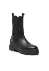 TOMMY HILFIGER - Tommy Hilfiger Sztyblety Monochromatic Chelsea Boot FW0FW06730 Czarny. Kolor: czarny. Materiał: skóra #4