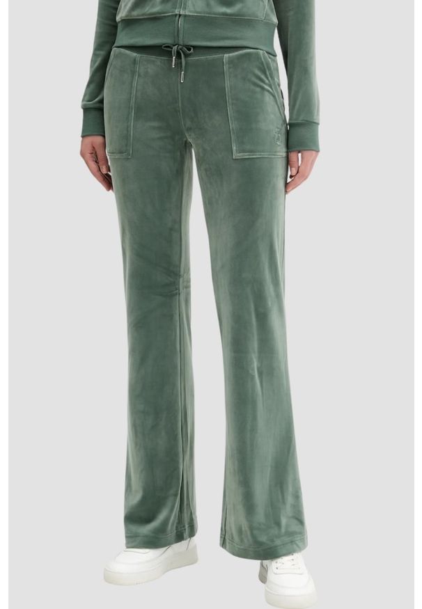 Juicy Couture - JUICY COUTURE Zielone damskie spodnie dresowe Layla Low Rise Pocket, Rozmiar XS. Kolor: zielony. Materiał: dresówka