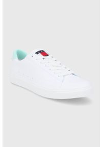 Tommy Jeans buty skórzane kolor biały. Nosek buta: okrągły. Zapięcie: sznurówki. Kolor: biały. Materiał: skóra #3
