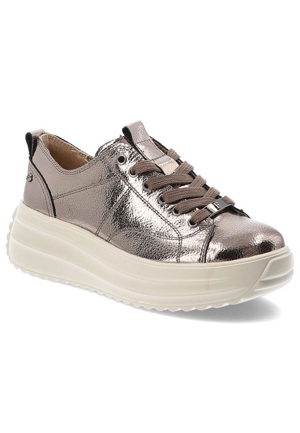Brązowe Sneakersy Filippo Stylowe Obuwie Damskie. Okazja: na co dzień. Zapięcie: sznurówki. Kolor: brązowy. Materiał: skóra. Szerokość cholewki: normalna. Obcas: na platformie