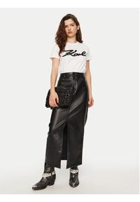 Karl Lagerfeld - KARL LAGERFELD T-Shirt A1W17117 Biały Regular Fit. Typ kołnierza: dekolt w karo. Kolor: biały. Materiał: bawełna #5