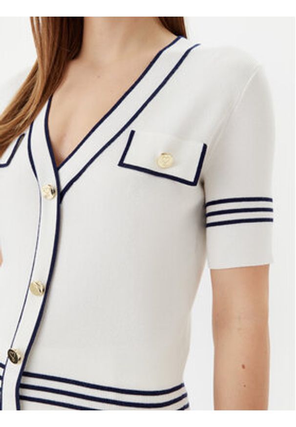 LOLA CASADEMUNT Kardigan LS2511007 Biały Regular Fit. Kolor: biały. Materiał: syntetyk