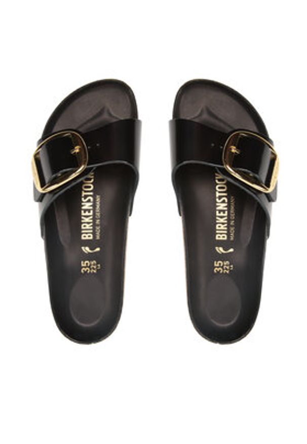 Birkenstock Klapki Madrid 1022650 Czarny. Kolor: czarny. Materiał: skóra, lakier