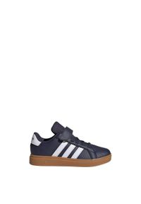 Adidas - Buty Grand Court 2.0 Kids. Okazja: na co dzień. Zapięcie: pasek. Kolor: niebieski, wielokolorowy, biały, brązowy
