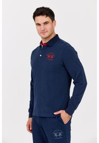 La Martina - LA MARTINA Granatowy męski longsleeve polo HEAVY JERSEY, Rozmiar L. Okazja: na co dzień. Typ kołnierza: polo. Kolor: niebieski. Materiał: jersey. Długość rękawa: długi rękaw. Styl: klasyczny, casual #7