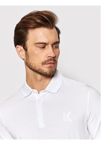 Karl Lagerfeld - KARL LAGERFELD Polo 745890 500221 Biały Regular Fit. Typ kołnierza: polo. Kolor: biały. Materiał: bawełna #5