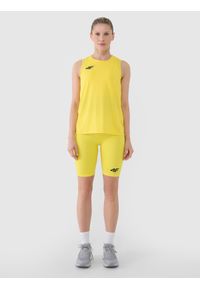 4f - 4F Top treningowy szybkoschnący damski - żółty M. Kolor: żółty. Materiał: dzianina, elastan, włókno, syntetyk, materiał. Wzór: gładki, jednolity, ze splotem. Sport: fitness #1