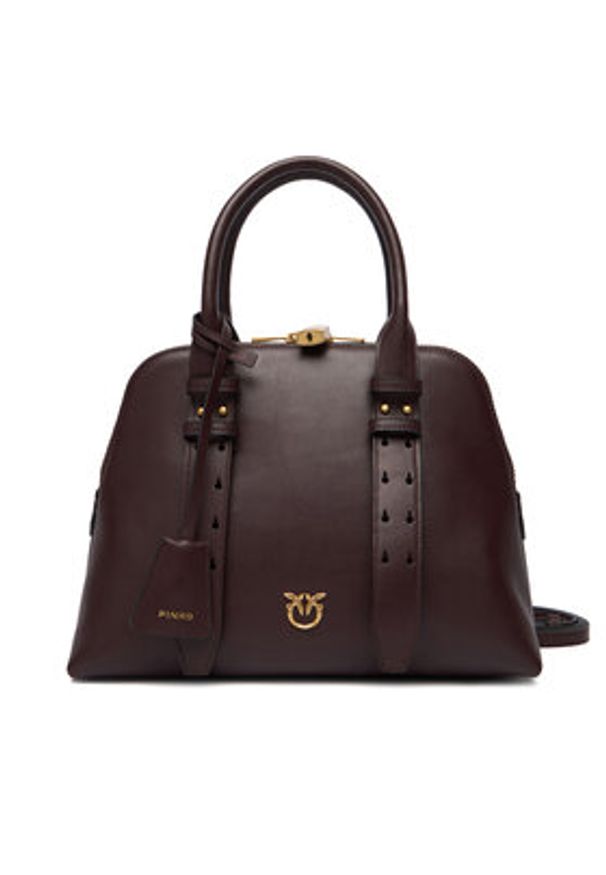 Pinko - PINKO Torebka Bowling Bag Medium AI 25-26 PLTT 105906 A0QO Bordowy. Kolor: czerwony. Materiał: skórzane