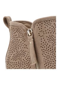 Beżowe Botki S.Barski Modne Kowbojki Damskie. Okazja: na co dzień. Zapięcie: zamek. Kolor: beżowy. Materiał: syntetyk, materiał. Obcas: na obcasie. Styl: casual, elegancki. Wysokość obcasa: średni #6