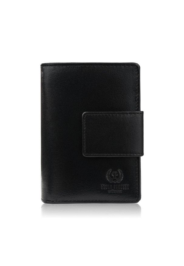 PAOLO PERUZZI - Portfel damski skórzany średni czarny z zabezpieczeniem RFID Paolo Peruzzi AL-04-BL. Kolor: czarny. Materiał: skóra