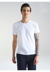 Pako Lorente - PAKO LORENTE – Biały gładki T-shirt Basic. Kolor: biały. Materiał: elastan, bawełna. Długość rękawa: krótki rękaw. Długość: krótkie. Wzór: gładki. Styl: klasyczny #1