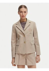 TOMMY HILFIGER - Tommy Hilfiger Marynarka WW0WW47179 Beżowy Slim Fit. Kolor: beżowy. Materiał: bawełna #1