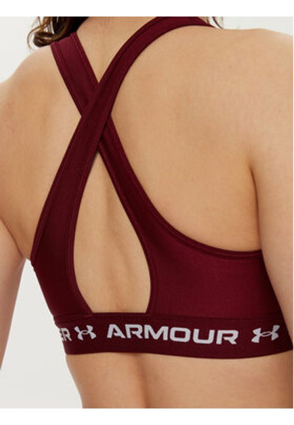 Under Armour Biustonosz sportowy Crossback Mid Bra 1361034 Bordowy. Kolor: czerwony. Materiał: syntetyk