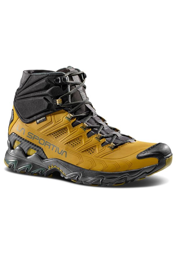 LA SPORTIVA - Buty turystyczne męskie La Sportiva Ultra Raptor II Mid Leather GTX. Wysokość cholewki: za kostkę. Zapięcie: sznurówki. Kolor: brązowy. Materiał: syntetyk, tkanina, materiał. Szerokość cholewki: normalna. Sport: turystyka piesza