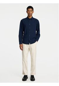 Selected Homme Koszula 16078867 Granatowy Slim Fit. Kolor: niebieski. Materiał: bawełna