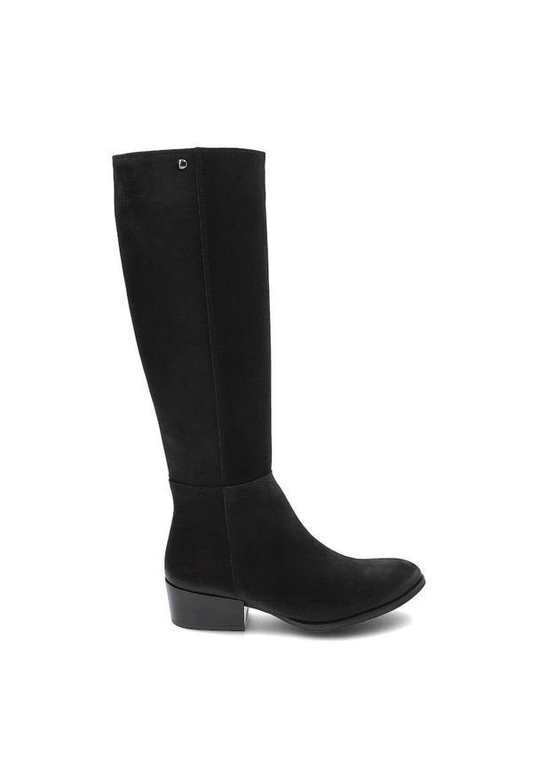 Czarne Kozaki Gamis Damskie Modne Skórzane Buty. Kolor: czarny. Materiał: skóra. Szerokość cholewki: normalna. Obcas: na obcasie. Wysokość obcasa: średni