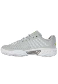 Buty do tenisa damskie K-Swiss Express Light 3. Kolor: biały, zielony, wielokolorowy, szary. Materiał: materiał, syntetyk. Szerokość cholewki: normalna. Sport: tenis