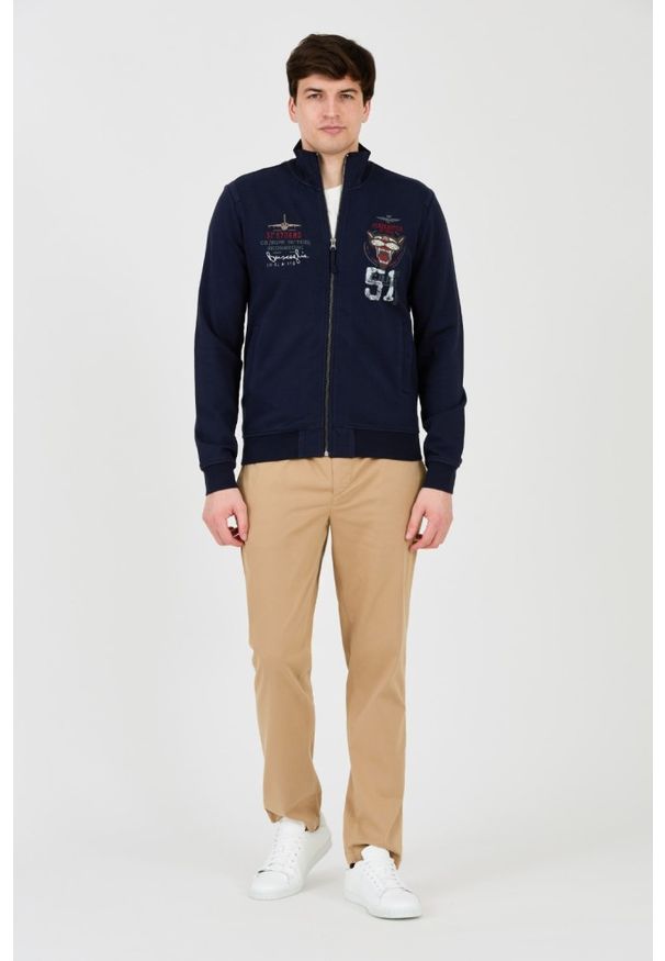 Aeronautica Militare - AERONAUTICA MILITARE Granatowa męska bluza Embroidered 51st, Rozmiar L. Kolor: niebieski
