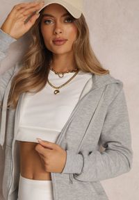 Renee - Szara Bluza z Kapturem Zapinana na Suwak Edan. Okazja: na co dzień. Typ kołnierza: kaptur. Kolor: szary. Materiał: jeans. Długość rękawa: długi rękaw. Długość: długie. Styl: sportowy, casual, elegancki, klasyczny