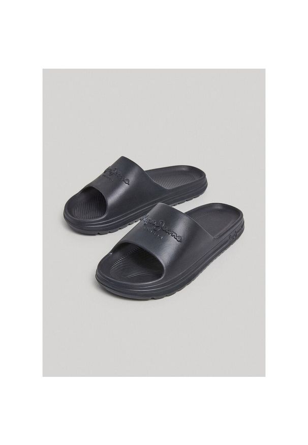 Klapki Pepe Jeans Beach Slide M, Mężczyźni. Kolor: czarny. Materiał: materiał. Sport: pływanie, fitness