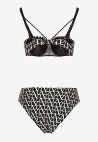 Renee - Czarne Bikini Biustonosz i Majtki Typu Figi w Geometryczny Wzór Linarissa. Kolor: czarny. Wzór: geometria