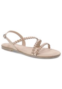 Różowe Sandały Tamaris Eleganckie Buty Damskie. Okazja: na co dzień, na spacer. Zapięcie: pasek. Kolor: różowy. Materiał: len, skóra ekologiczna. Wzór: paski, kolorowy, aplikacja. Sezon: lato. Obcas: na płaskiej podeszwie. Styl: elegancki