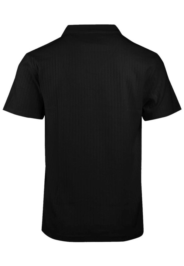 Dzianinowa Koszulka Polo - Dekolt Bez Guzików - Brave Soul - Czarna. Okazja: na co dzień. Typ kołnierza: polo. Kolor: czarny. Materiał: elastan, bawełna. Styl: casual