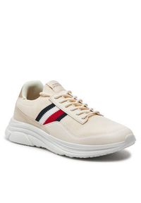 TOMMY HILFIGER - Tommy Hilfiger Sneakersy Modern Runner Premium Knit FM0FM05135 Beżowy. Kolor: beżowy. Materiał: materiał #3