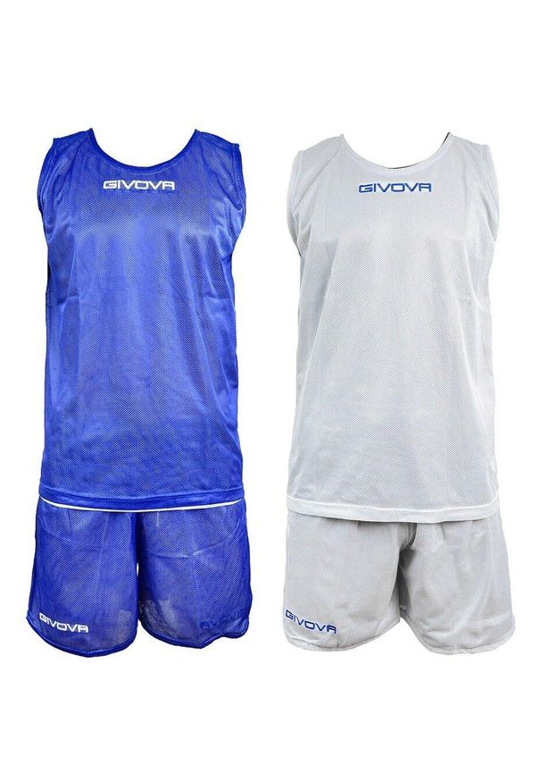 Komplet koszykarski spodenki+koszulka Givova Double niebiesko-biały. Kolor: niebieski, biały, wielokolorowy