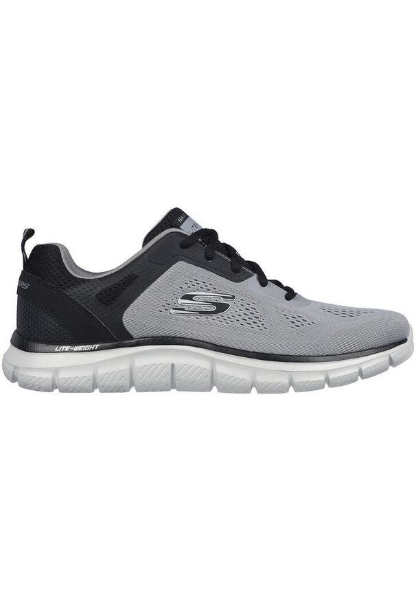 skechers - Buty treningowe męskie Skechers Track broader. Zapięcie: sznurówki. Kolor: szary. Materiał: materiał. Szerokość cholewki: normalna. Sport: turystyka piesza