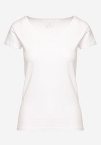 Born2be - Biały T-shirt Palimia. Kolor: biały. Materiał: elastan, jersey, jeans, dresówka, dzianina. Styl: elegancki