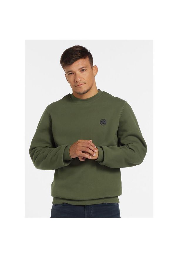 PITBULL - Bluza męska Pitbull Small Logo. Kolor: zielony. Sport: fitness