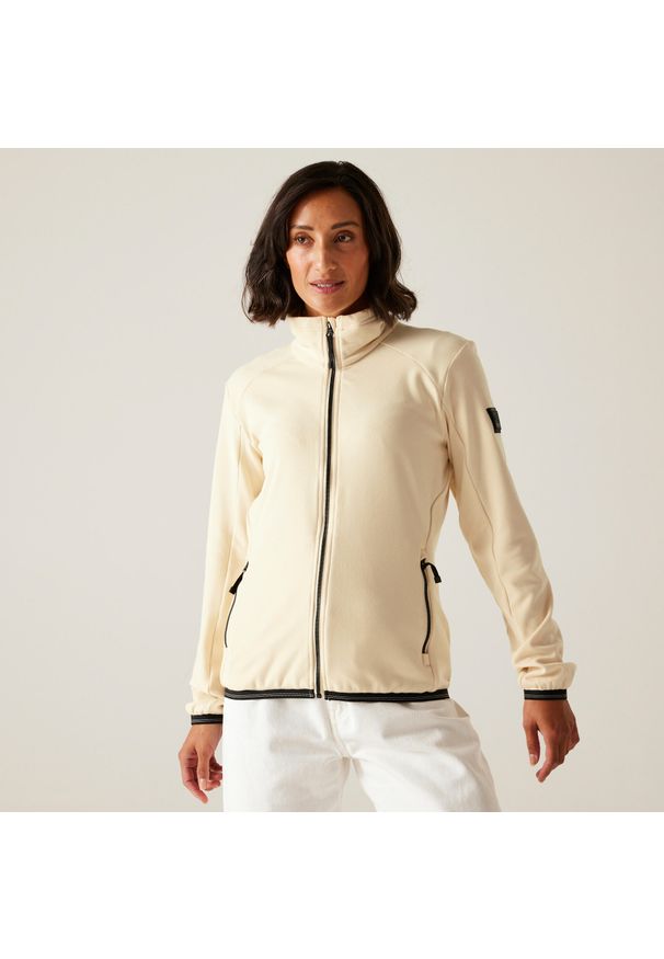 Regatta - Damski polar Malana z pełnym zamkiem błyskawicznym. Kolor: biały. Materiał: polar. Sport: turystyka piesza