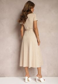 Renee - Beżowa Rozkloszowana Sukienka o Koszulowym Kroju z Guzikami i Materiałowym Paskiem w Talii Lranea. Kolor: beżowy. Materiał: materiał. Sezon: lato. Typ sukienki: koszulowe #5