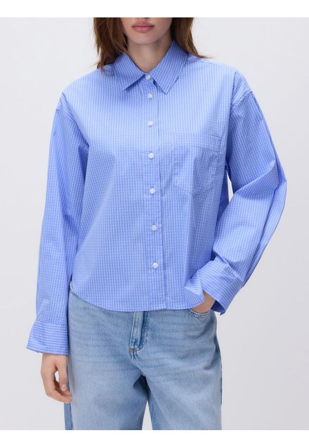 Reserved - Koszula w kratkę - jasnoniebieski. Kolor: niebieski. Materiał: bawełna, tkanina. Wzór: kratka