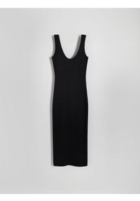 Reserved - Sukienka midi - czarny. Kolor: czarny. Materiał: bawełna, dzianina, wiskoza. Długość: midi #1
