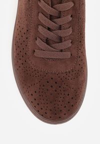 Born2be - Brązowe Sneakersy Ażurowe Sznurowane Telalina. Okazja: na co dzień. Kolor: brązowy. Wzór: ażurowy #5