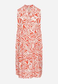 Born2be - Czerwona Bawełniana Rozkloszowana Sukienka z Geometrycznym Wzorem Annivaria. Okazja: na co dzień. Typ kołnierza: dekolt w kształcie V. Kolor: czerwony. Materiał: bawełna. Wzór: geometria. Typ sukienki: rozkloszowane. Styl: klasyczny, casual, elegancki #3