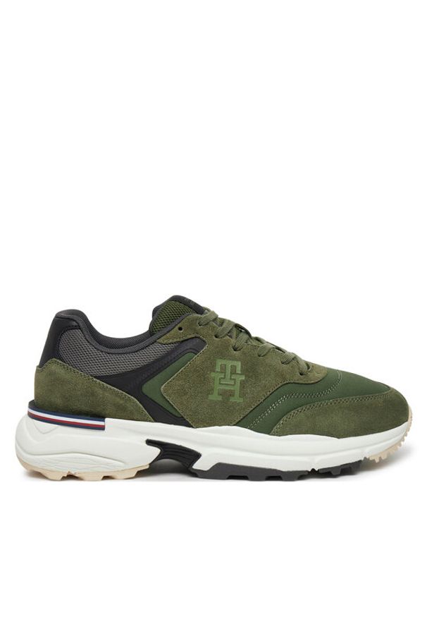 TOMMY HILFIGER - Tommy Hilfiger Sneakersy M Runner X Ventile Mix FM0FM05062 Zielony. Kolor: zielony. Materiał: skóra, zamsz