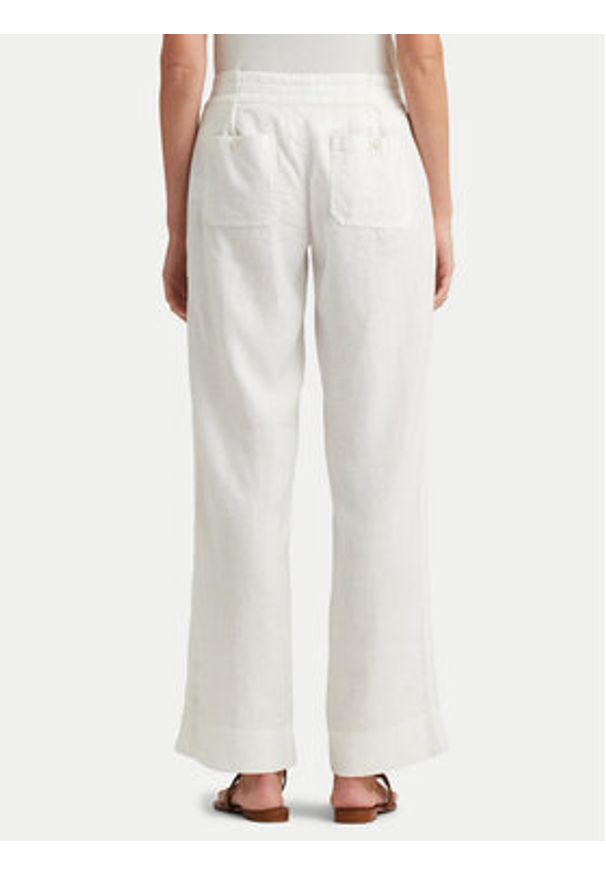 Lauren Ralph Lauren Spodnie materiałowe 200735138001 Biały Wide Leg. Kolor: biały. Materiał: len