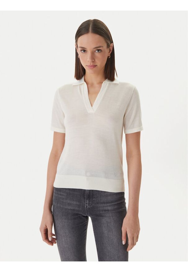 Guess Polo W6GR03 Z0583 Kremowy Regular Fit. Typ kołnierza: polo. Kolor: kremowy. Materiał: wełna