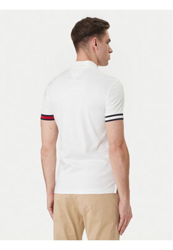 TOMMY HILFIGER - Tommy Hilfiger Polo MW0MW42743 Biały Slim Fit. Typ kołnierza: polo. Kolor: biały. Materiał: bawełna