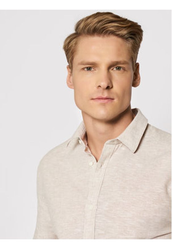 Only & Sons Koszula Caiden 22009885 Beżowy Slim Fit. Kolor: beżowy. Materiał: bawełna