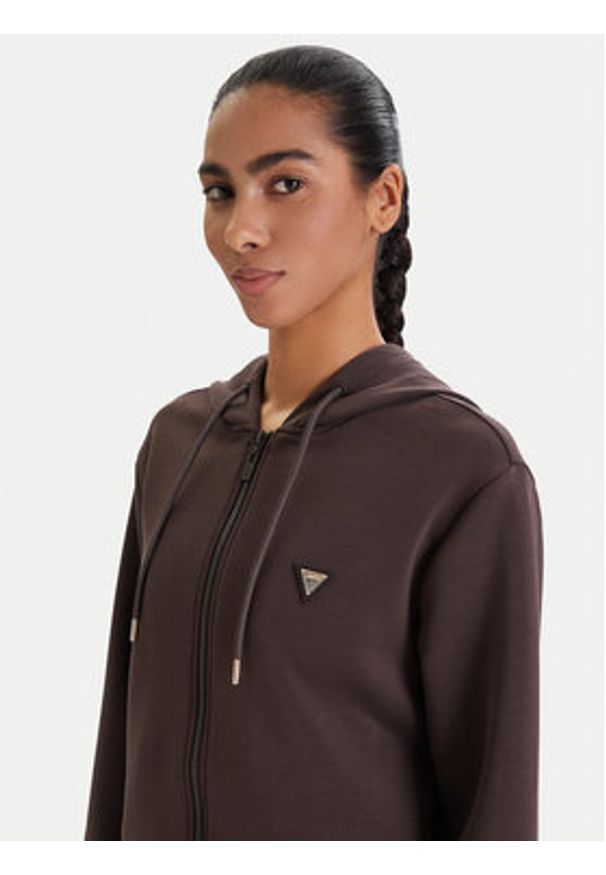 Guess Bluza V4YQ06 KCAY2 Brązowy Regular Fit. Kolor: brązowy. Materiał: syntetyk