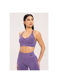 GYM GLAMOUR - Stanik fitness cardio damski Gym Glamour seamless. Kolor: fioletowy. Sport: fitness