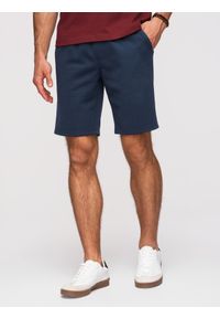 Ombre Clothing - Szorty męskie strukturalne REGULAR FIT - granatowe V3 - Rozmiar: XL. Okazja: na co dzień. Kolor: niebieski. Materiał: materiał, poliester, dzianina. Sezon: lato, wiosna. Styl: wakacyjny, casual #1