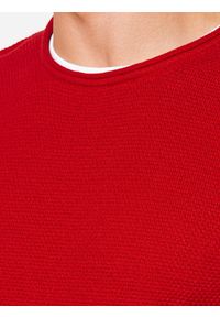 Ombre Clothing - Sweter męski E121 - czerwony - XXL. Okazja: na co dzień. Kolor: czerwony. Materiał: bawełna. Styl: casual, klasyczny, elegancki #4