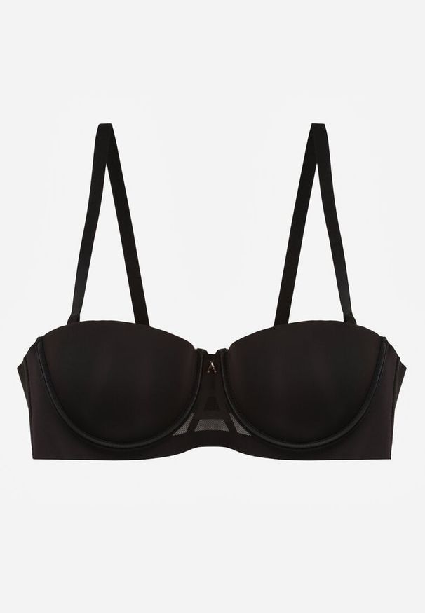 Born2be - Czarny Gładki Biustonosz Balkonetka Dalilin. Kolor: czarny. Wzór: gładki