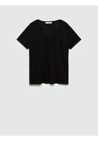 mango - Mango T-Shirt Linito 77020583 Czarny Regular Fit. Kolor: czarny. Materiał: len